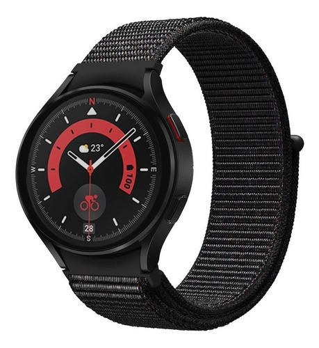 Pulseira De Nylon Velcro Preta Para Galaxy Watch 4, 5, 5 Pro