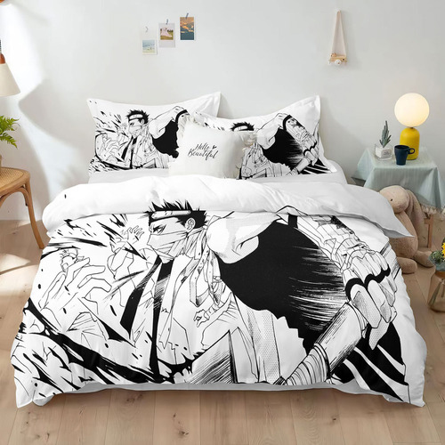 Funda De Edredón De Anime Naruto, For Cama Doble, 3 Piezas A