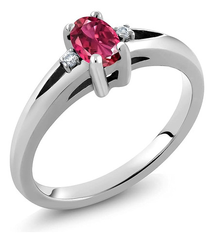 Gem Stone Anillo Plata 925 Con Turmalina Rosa Para Mujer 53