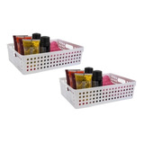 Set X 2 Canasto Organizador Cesto Plastico Rectangular #816