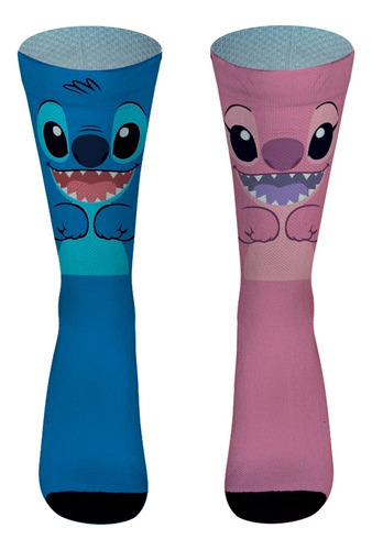 Meias Personalizadas Divertidas Lilo Stitch  Cano Alto 1 Par