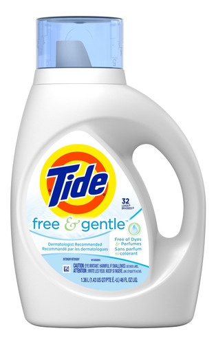 Tide Detergente 1.36lts Free And Gentle 32 Lavados