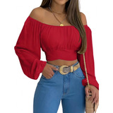 Crop Top Campesina Casual De Hombros