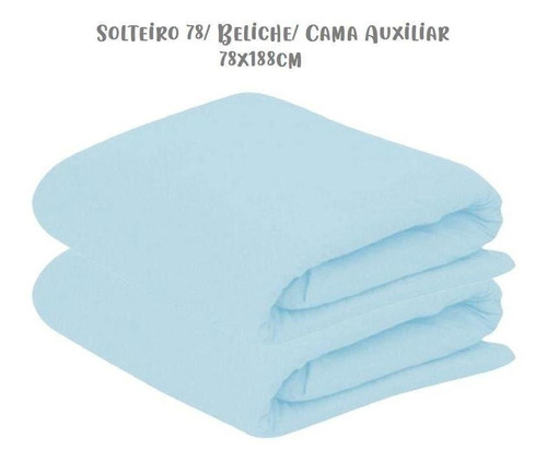 Kit 2 Lençóis Elástico Solteiro 78 Beliche 78x188cm Azul