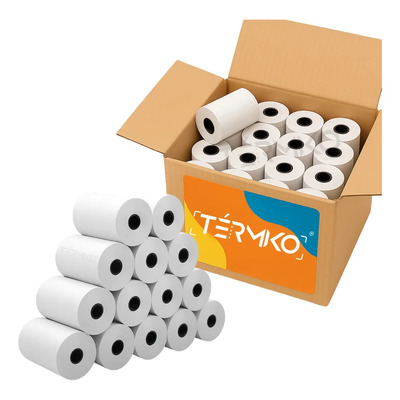 50 Rollos Papel Térmico 57x40 Mm Impresora Portátil 58mm Color Blanco Termiko