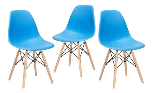 3   Cadeiras Charles Eames Wood  Dsw Eiffel Várias Cores 