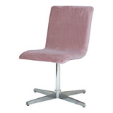 Cadeira Estofada Lia Rosê Lisa Sala Pé Aluminio Giratório