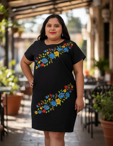 Vestido Bordado Yucateco Uxmal. Lino. Mayakim
