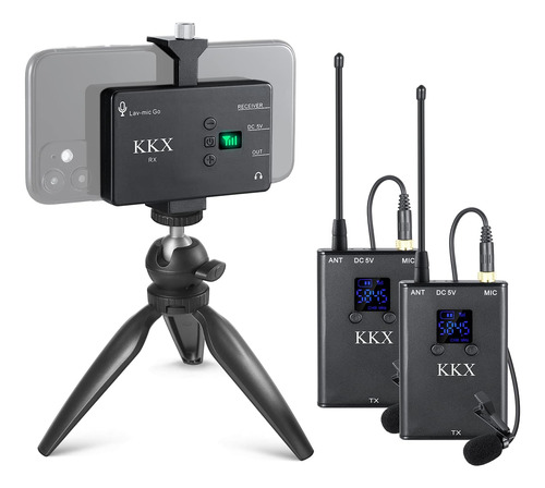 Kkx Uhf Sistema De Micrófono De Solapa Inalámbrico Transmiso