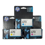 Cartuchos Kit X3 Hp 670 Estandar C-m-y Originales