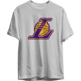 Remera Basket Nba Los Angeles Lakers Gris Logo Completo