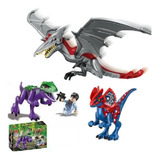 Kit Com 3 Bonecos Dinossauros Blocos De Montar Jurassic Park