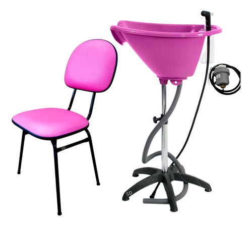 Pente Kit Cadeira Fixa+aquecedor+lavatorio Portatil Rosa
