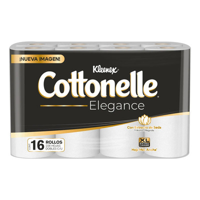 Papel Higiénico Kleenex Cottonelle Elegance XL 228 Hojas Dobles 16 Rollos | MercadoLibre