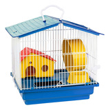 Gaiola Hamster 1 Andar Completa Teto Plástico Jel Plast Cor Azul