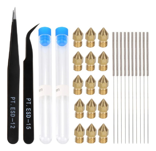 Kit Mk8/ender 15 Picos 0.4mm, 10 Destapapicos, 2 Pinzas