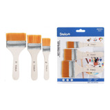 Set 3 Brochas Planas Pintura Escolares 4-8-11 Cms