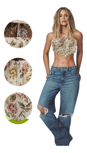 Crop Top Floral Elegante Fiesta Casual