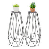 2 Suporte Tripé Vasos Plantas Chão Table Diamante 45cm Alto