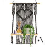 Estanteria De Pared Para Colgar El Macrame Negro Boho P...