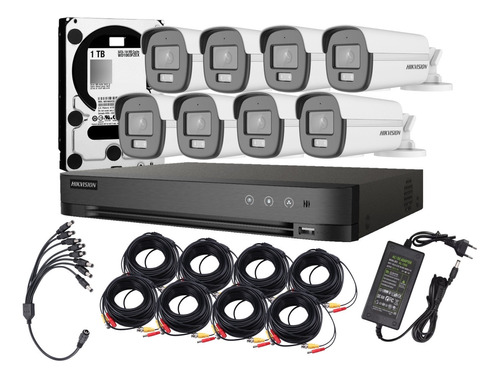 Kit Hikvision 8 Camara Noturno Color Vu Audio 1080p 1tb