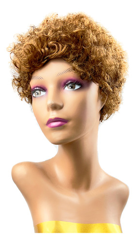 Peruca Wig Cabelo Humano Curta Base Ajustavel P\ Uso Diário