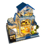 3d Diy Miniatura Casa De Azul Casa De W/muebles A Prueba De