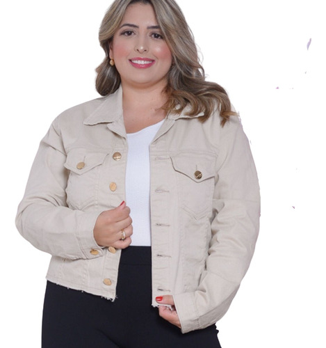 Jaqueta Feminina Sarja Color Elastano Plus Size G1 G2 G3 G4