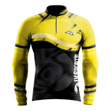 Camisa Camiseta Ciclismo Lv Amarela Personalizada Uv Ml