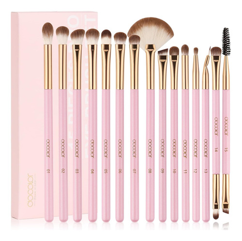 Set 15 Brochas Profesionales Maquillaje Soft Pink Docolor 