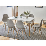 Comedor Rectangular Eames Con 6 Sillas 