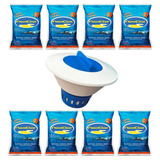 8 Pedra De Cloro 200g + Flutuador Clorador Para Piscina