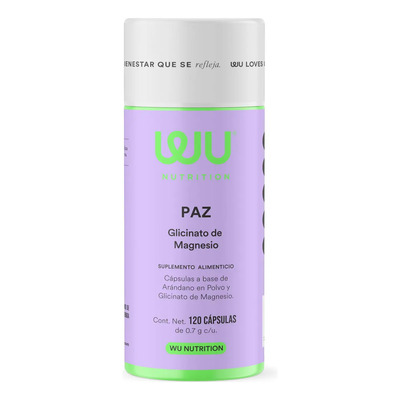 Wu Nutrition® Paz | Glicinato De Magnesio | 120 Cápsulas Sabor Sin sabor | MercadoLibre