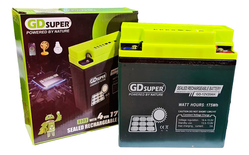 Batería Ciclo Profundo Qp Gel 12v 20ah X4 Usb Energía Solar