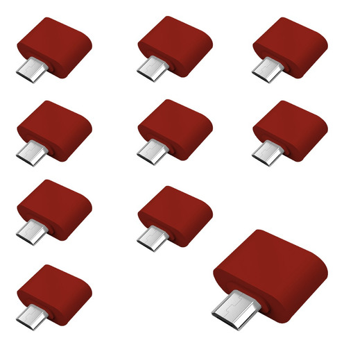 10pzs Cable Adaptador Otg Usb Hembra A V8 Memorias Mouse Color Rojo