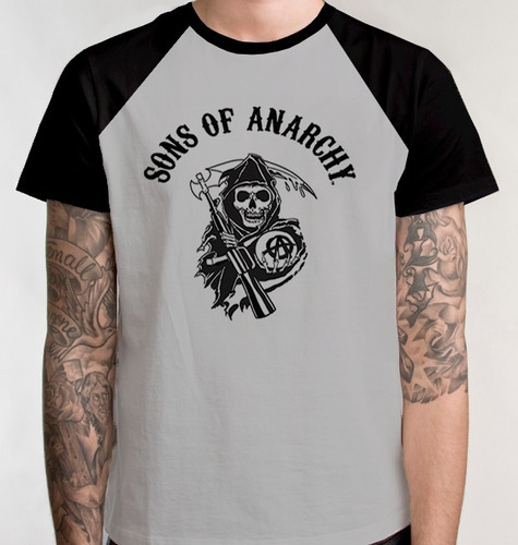 Camiseta Raglan Sons Of Anarchy Blusa Camisa Samcro S/frete