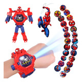 Reloj Proyector Niños Dibujos Animados 24 Imágenes Spiderman