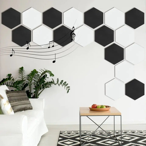  Panel Acústico Decorativo Hexagonal 100%poliester 12 Pzas