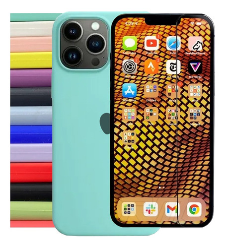 Capinha Verde Água Silicone Compatível Com iPhone 7 Normal