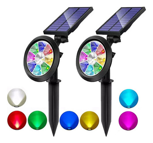 2 Luces Solares Rgb Para Jardín Al Aire Libre