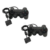 Kit 2 Controles Manete Ps2 Playstation 2 Ps1 Play 1 Com Fio