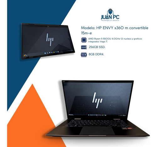 Laptop Hp Envy X360 Convertible Ryzen 5500u Pantalla Touch.