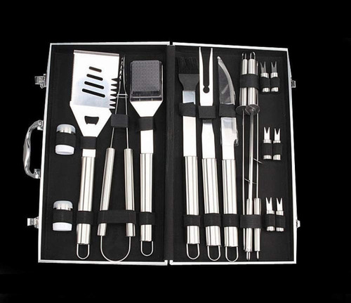 Set Parrillero Asado Barbacoa 18 Pcs En Maleta Kit Parrilla