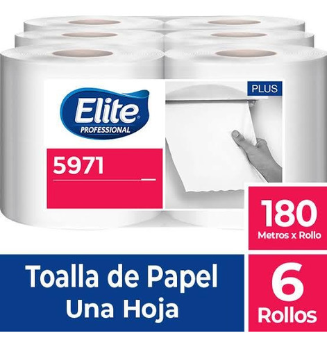 Elite Toalla En Rollo Para Manos 6 Rollos/180 Mts (5971)