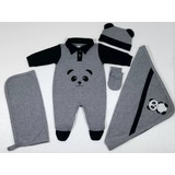 Kit Saída Maternidade Urso Panda - 5 Peças - Menina Menino