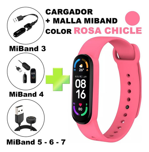 Combo Cargador + 1 Pulsera Para Reloj Xiaomi Mi Band 3 4 5 6