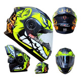 Casco Moto Iron Racing The Beast Rojo Negro Abatible + Lente