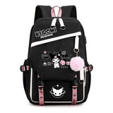 Mochila Escolar De Gran Capacidad Kuromi Melody + Reloj R/b