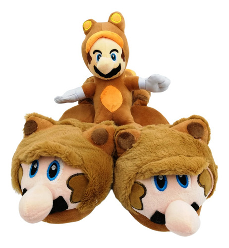 Pantuflas Mario Bros Ardilla Voladora + Peluche 