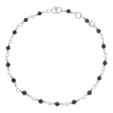 Pulseira De Prata Pura Com Pedras Naturais Onix Feminina